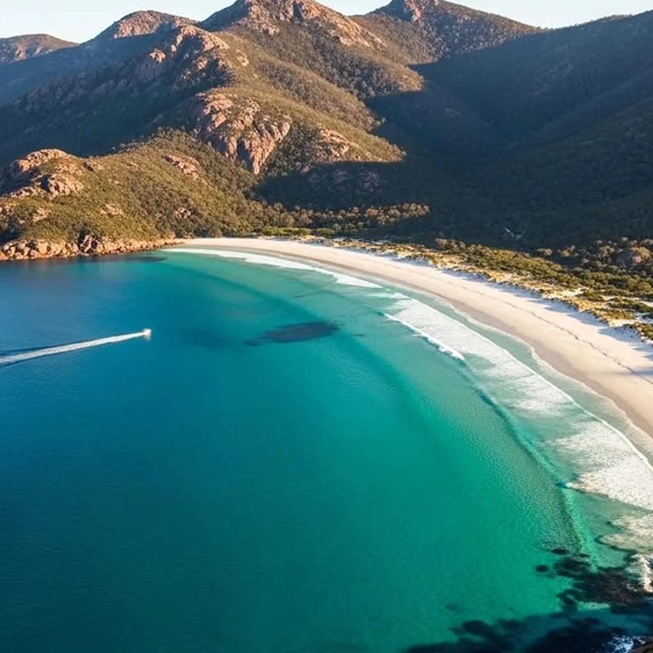 tasmanian beach with turquoise water